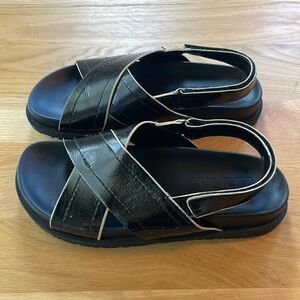 Zara Black Sandals with Cream Trim